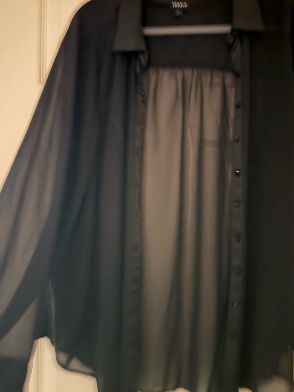 torrid Black Sheer Button-Front Blouse - Picture 3 of 7